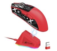 LexonElec ATTACK SHARK X11 Wireless Gaming Mouse with RGB Magnetic Charging Dock, PixArt PAW3311 Sensor, Lightweight 59g Tri-Mode Gaming Mouse, Wired/2.4G/BT, Up to 22K DPI for PC/Mac (Red-B)