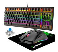 LexonElec RK-550 TKL Rgb Keyboard and Mouse Set with Mouse pad, G-pro Gaming Mice Ultra -light honeycomb shell, Mechanical Keyboards, input Devices, Black