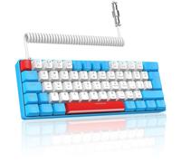 LexonElec T60PRO 60% Mechanical Keyboard and Mouse +Coiled USB C Cable, Compact RGB LED Backlit Keyboard, Linear Red Switch, 6400 DPI Programmable RGB Mouse for PC Mac Gamer(Blue&White)