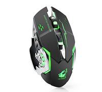 LexonElec® Wireless Mouse X8 Rechargeable 2.4GHz Silent Mute 7 Colors LED Breathe Backlit 1800DPI Adjust Optical Ergonomic Cordless Gaming Mouse Gamer Mice 6 Buttons for PC Laptop Computer (Black)