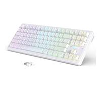 LexonElec x ATTACK SHARK M87PRO 75% Wireless Gaming Keyboard, 27 RGB,Linear | BT5/2.4G/Wired, TKL Gasket Mechanical Keyboard , Hot-swap, Linear Switch, Side Print Gradient PBT Keycap, Contour White
