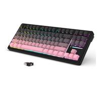 LexonElec x ATTACK SHARK M87PRO 75% Wireless Gaming Keyboard, 27 RGB,Linear | BT5/2.4G/Wired, TKL Gasket Mechanical Keyboard , Hot-swap, Linear Switch, Side Print Gradient PBT Keycap, Black/Pink