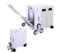 LexonElec x SELORSS Folding Shopping Trolley with Stair Climbing Wheels Adjustable Telescopic Aluminium Handle and Lid Collapsible Utility Box Portable Cart Strong Heavey Duty 90KG/76L-Purple Grey
