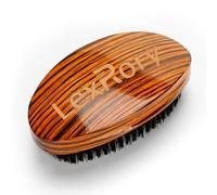 LexRory Curved Wave Brush for Men 360, Medium Hard Palm Hair Brushes with Boar Bristles for Black Hair Wavers to Creating 360 Waves (Stripes Yellow)