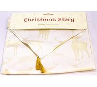 Lex's Linens Christmas Table Runner with a Gold Stag Design for Xmas Holiday Season Dining Table Indoors Outdoors Dinner Party (Table Runner)