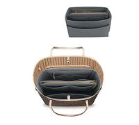 LEXSION Bag Organiser Felt Insert Zipper Insert for Speedy Neverfull PM MM Light Grey Medium