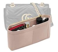 LEXSION Felt Insert Purse Organizer with Zipper,Small Handbag Tote Shaper Insert for GG Marmont Matelasse Shoulder Bag(Pack of 2)-Small 8030 Beige