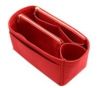 LEXSION Felt Purse Bag Organizer Insert Handbag Storage Handbag Accessories with zipper Bag Tote Shaper Fit Speedy Neverful PM MM, 2-Red, Slender Large