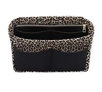 LEXSION Felt Purse Bag Organizer Insert with zipper Bag Tote Shaper Fit Speedy Neverful PM MM, 1-B-LeopaBd, M