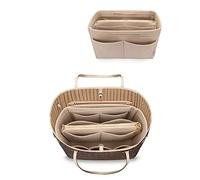 LEXSION Felt Purse Bag Organizer Insert with zipper Bag Tote Shaper Fit Speedy Neverful PM MM, 1-Beige, L