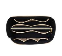 LEXSION Felt Purse Bag Organizer Insert with zipper Bag Tote Shaper Fit Speedy Neverful PM MM, 1-Black+Beige, XL