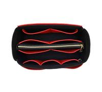 LEXSION Felt Purse Bag Organizer Insert with zipper Bag Tote Shaper Fit Speedy Neverful PM MM, 1-Black+Red, L