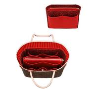 LEXSION Felt Purse Bag Organizer Insert with zipper Bag Tote Shaper Fit Speedy Neverful PM MM, 1-R-Leopard, M