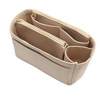 LEXSION Felt Purse Bag Organizer Insert with zipper Bag Tote Shaper Fit Speedy Neverful PM MM, 2-Beige, Slender Large
