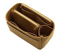 LEXSION Felt Purse Bag Organizer Insert with zipper Bag Tote Shaper Fit Speedy Neverful PM MM, 2-Light Brown, M