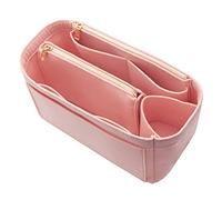 LEXSION Felt Purse Bag Organizer Insert with zipper Bag Tote Shaper Fit Speedy Neverful PM MM, 2-Pink, L