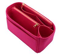 LEXSION Felt Purse Bag Organizer Insert with zipper Bag Tote Shaper Fit Speedy Neverful PM MM, B-rosy, L