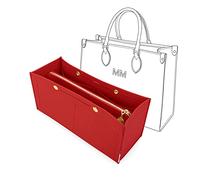 LEXSION Felt Purse Organizer Insert,Handbag Organizer with Detachalbe Zipper Pocket for ONTHEGO PM,3 Size 8034 Red Small