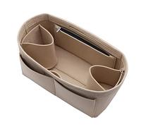 LEXSION Felt Purse Organizer Insert Zipper Pocket with Two Removeable Bottle Holder beige Size: M