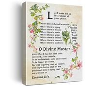 LEXSIVO Floral Inspirational Saint Francis Quote Print Canvas Wall Art Home Office Decor Lord Make Me an Instrument of Your Peace Painting 12x15 Framed Ready to Hang Christian Gift