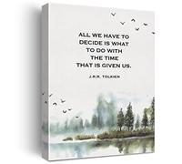 LEXSIVO J.R.R. Tolkien Quote Watercolor Print Canvas Wall Art Home Decor All We Have to Decide is What to Do with the Time Painting 12x15 Framed Ready to Hang