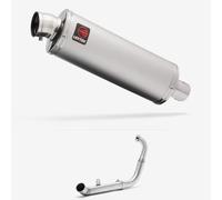 Lextek Stainless Steel Matt OP1 350mm Exhaust System compatible with Yamaha YZF-R125 / MT-125 (14-18)