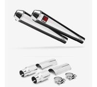 Lextek Stainless Steel Polished AC1 350mm Exhaust with Link Pipe compatible with Royal Enfield Interceptor 650