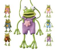 LexTex Crochet The Cutest Froggy Phone Bag, Finished Handmade Frog Phone Bag, Cute Frog Knitted Pouch(Purple-Crochet strap)