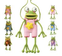 LexTex Crochet The Cutest Froggy Phone Bag, Finished Handmade Frog Phone Bag, Cute Frog Knitted Pouch(Pink-Crochet strap)