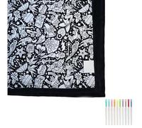 LexTex DIY Colouring Blanket, Colour Your Own Sherpa Fleece Throw 50×60 Inch, Washable Reusable Fabric for Creative Drawing, Soft Cosy Sofa & Bedroom Décor Gift with Markers(Black-j)