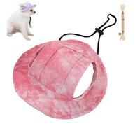 LexTex Dog Bucket Hats for Small Dogs, Dog Beach Hat with Ear Holes, 2025 New Sunshade Pet Caps Round Brim Bucket, Lightweight Adjustable Neck Drawstring for Small Medium Puppy Doggy Cats(Pink,S)
