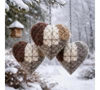 LexTex Handmade Alpaca Fiber Bird Nesting Heart, 2026 Upgrade Refillable Birds Nesting Material Holder, Birds Nestings Heart Outdoor Yard Art Bird Shelter for Garden, Yard & bird‘s Lovers Gift(3PCS)