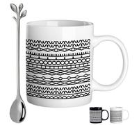 LexTex Kiss My Whole Ass Coffee Mug, 11oz Kiss My Whole Ass Cryptic Message Coffee Mug, Sideways Hidden Message Mugs, Funny Geometric Pattern Ceramic Drink Cups, Unique Humor Adult Drink Cup(White)