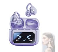 LexTex M100 Clip on Ear Headphones with Audio-Visual Future Touch Screen, Open Smart Ear Clip Style Bluetooth Headset Wireless Headphones Sport Waterproof for Music & Phone Calls(Purple)