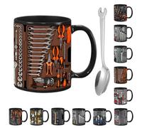 LexTex Toolbox Coffee Mug with Wrench Spoon, 11oz Ceramic Mechanic Toolboxes Coffee Cup Set for Men, The Ultimate Mechanic's Tool Box Mug, Funny Auto Mechanical Handyman Tool Drinking Cup(StyleJ)