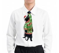 LexTex Ugly Christmas Cat Tie, Christmas Novelty Noel Cat-Shaped Tie, Animals Necktie With Santa Hat For Xmas Party(Kitten)