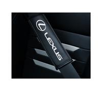 (LEXUS) 2pcs Black Car Seat Belt Real-Leather Shoulder Pads Cushion For Car Logo