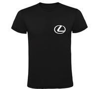 Lexus Black T-Shirt for Men - Small Logo on the Chest - 100% Cotton - Short Sleeves - Sizes S to XXL, Black/White, M