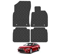 Lexus ES (2019+) Rubber Car Mats Accessories Tailored Fit Compatible Accessory Waterproof Protection Non-Slip Floor Mats Full Coverage Durable Front Rear Set Coverage with Clips
