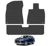 LEXUS RX450H (2013-2016) Rubber Car Mats Accessories Tailored Fit Compatible Accessory Waterproof Protection Non-Slip Floor Mats Full Coverage Durable Front Rear Set Coverage with Clips