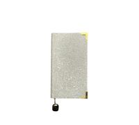 LEXXCEE Luxury Rhinestone Journal with Metal Corners, Crystal Bling Notebook, 6.89 x 3.74 inches, Sparkle Diary with Book Mark (Silver/Gold Edge)