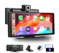 LEXXSON 10.26 inch Portable Car Radio with Wireless CarPlay Android Auto Display, 4K Dashcam & 1080P Rear View Camera, 3-in-1 with IPS Touchscreen, Car play Bluetooth/FM/AUX/TF Card, Plug & Play