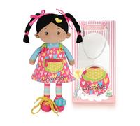 LeyaDoll Personalized Learning Sensory Soft Baby Doll, Montessori Toys for 2-Year-Old Girls Christmas, Birthday Gifts, Plush Doll with Zipper, Shoelace, Button - Busy Sweetheart Girl Tanned