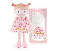 LeyaDoll Personalized Soft Baby Doll Toys for Girls (16''), My First Christmas Dolls, Leya Doll Baby Rag Doll Plush Toys for Toddler Kids Infants -Strawberry Girl