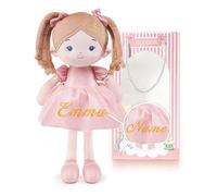 LeyaDoll Personalized Soft Baby Doll Toys for Girls (16''), My First Christmas Dolls, Leya Doll Baby Rag Doll Plush Toys for Toddler Kids Infants -Princess-Coral