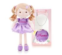 LeyaDoll Personalized Soft Baby Doll Toys for Girls (16''), My First Christmas Dolls, Leya Doll Baby Rag Doll Plush Toys for Toddler Kids Infants -Princess Starlet Light Purple