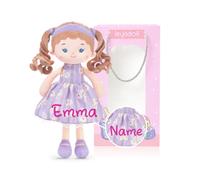 LeyaDoll Personalized Soft Boy Baby Doll 12'',Rag Doll for 1 Year Old Gift | Pink gift bag included, Bedtime buddy for infants, Embroidered face & Buttery Soft, Machine washable