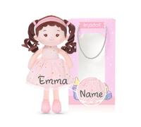 LeyaDoll Personalized Soft Boy Baby Doll 12'',Rag Doll for 1 Year Old Gift | Pink gift bag included, Bedtime buddy for infants, Embroidered face & Buttery Soft, Machine washable