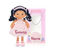 LeyaDoll Personalized Soft Boy Baby Doll 12'',Rag Doll for 1 Year Old Gift | Pink gift bag included, Bedtime buddy for infants, Embroidered face & Buttery Soft, Machine washable