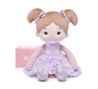 LeyaDoll Soft Baby Doll Toys (12''), My First Baby Rag Doll for 1 Year-Old Girl Birthday Gift, Christmas Plush Toys Gift for Toddler Kids Infants -Daisy Girl (Purple)
